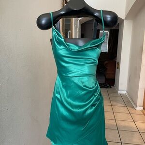Elegant Green Satin Dress